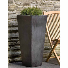 Campania Faro Tall Square Planter - Graphite - S/1