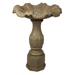 Photo of Birdbath - Leaf Base - Shallow Tulip Top - Marquis Gardens