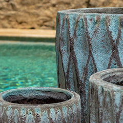 Photo of Campania Tortona Planter - Verdigris - Set of 3 - Marquis Gardens