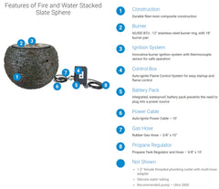 Aquascape Fire and Water Stacked Slate Sphere - Medium