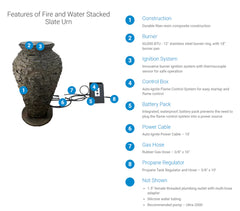 Aquascape Fire and Water Stacked Slate Urn Large