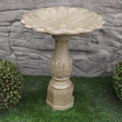 Photo of Birdbath - Leaf Base - Shallow Tulip Top - Marquis Gardens
