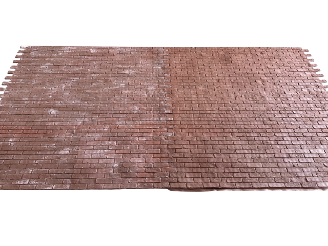 Distressed Brick Panel overlapped with Red Brick Panel on White Backdrop