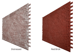 Colour Comparison of Distressed Brick Panel; Left, and Red Brick Panel; Right
