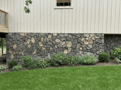 The Outside Facade of Home. The Lower Foundation is covered by the Crazystone Panel