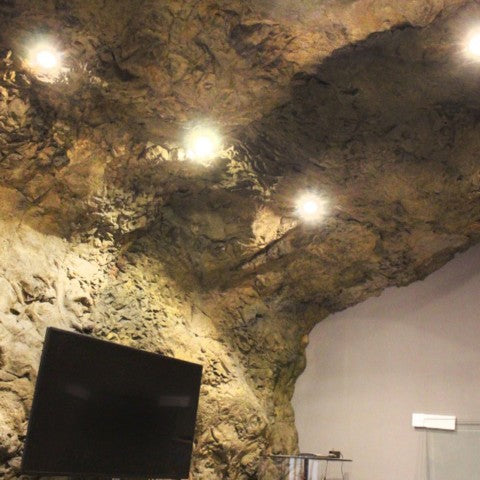 Wall and Ceiling Covered with Crystal Rock Panel, 4 Pot Light LEDS are attached through the Panel