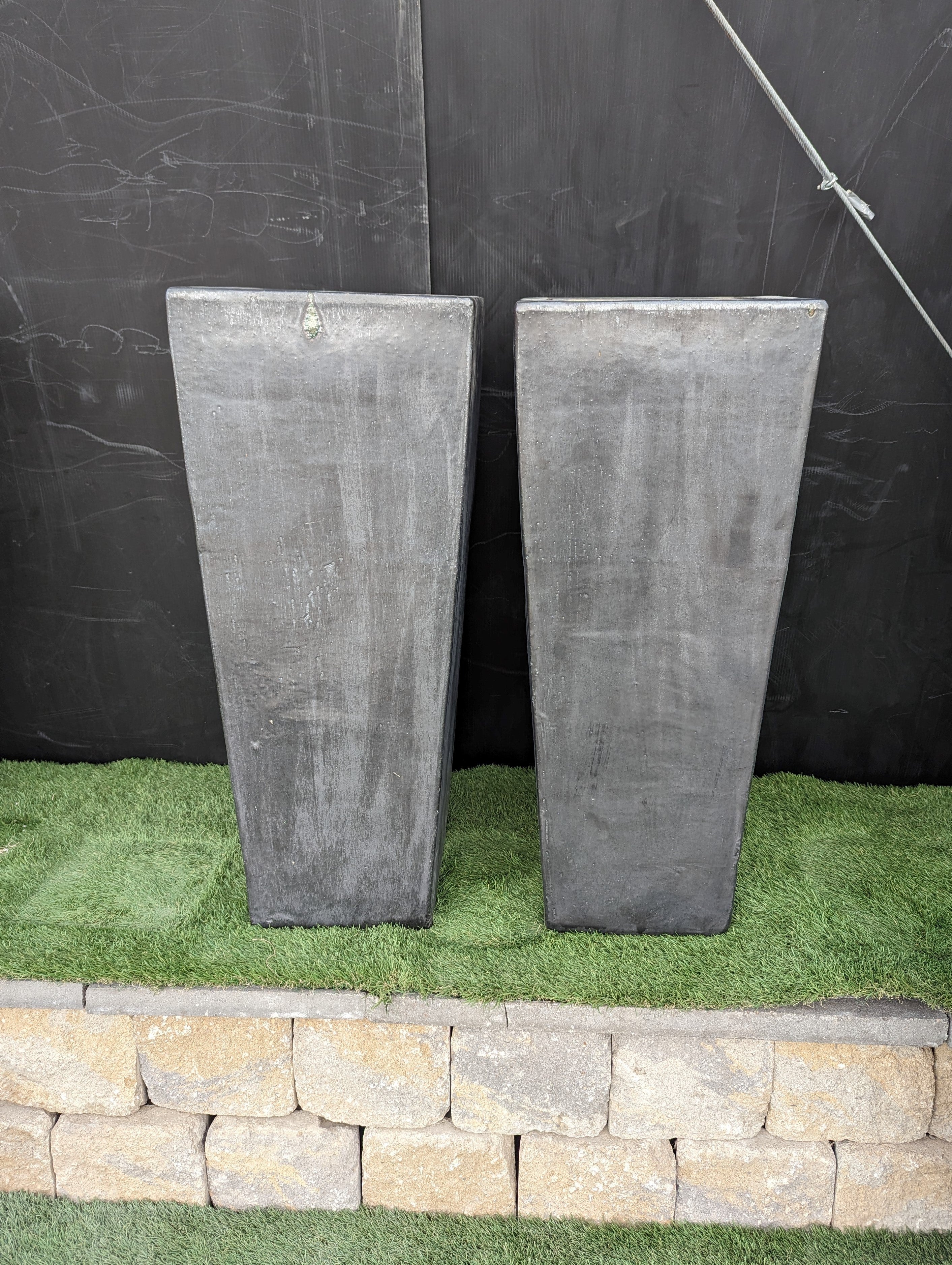 Photo of Campania Faro Tall Square Planter - Graphite - S/1 SD - Marquis Gardens
