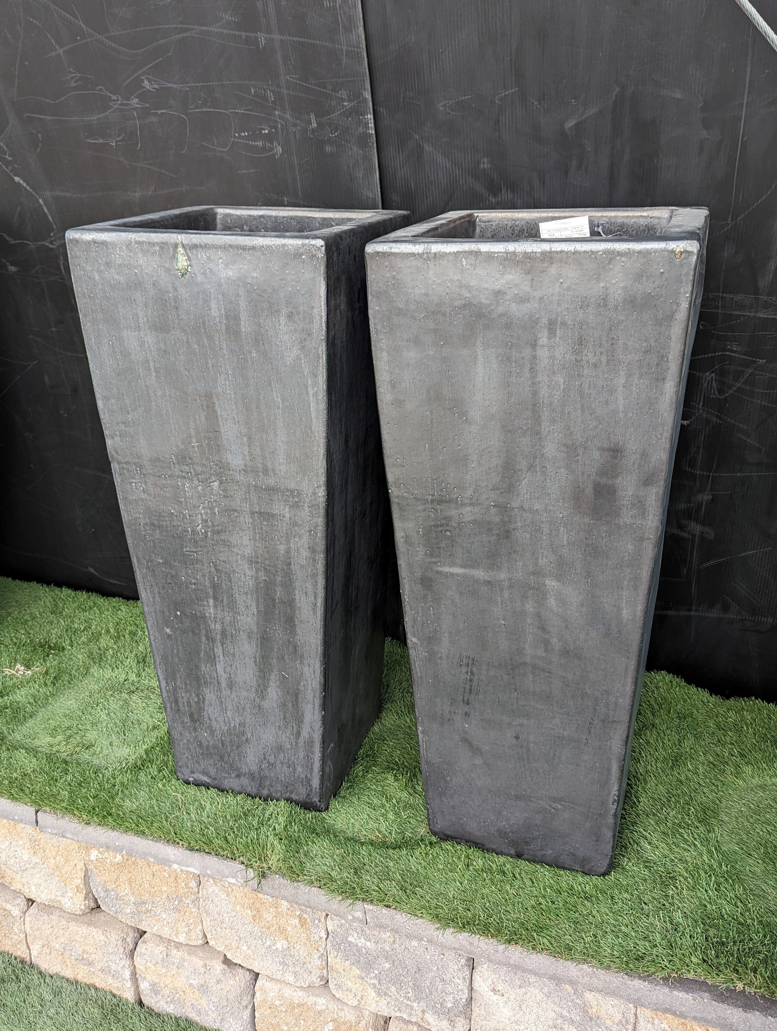 Photo of Campania Faro Tall Square Planter - Graphite - S/1 SD - Marquis Gardens