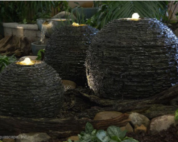 Photo of Aquascape Medium Stacked Slate Sphere Fountain Kit - Aquascape Canada