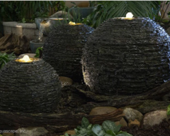 Photo of Aquascape Medium Stacked Slate Sphere Fountain Kit - Marquis Gardens