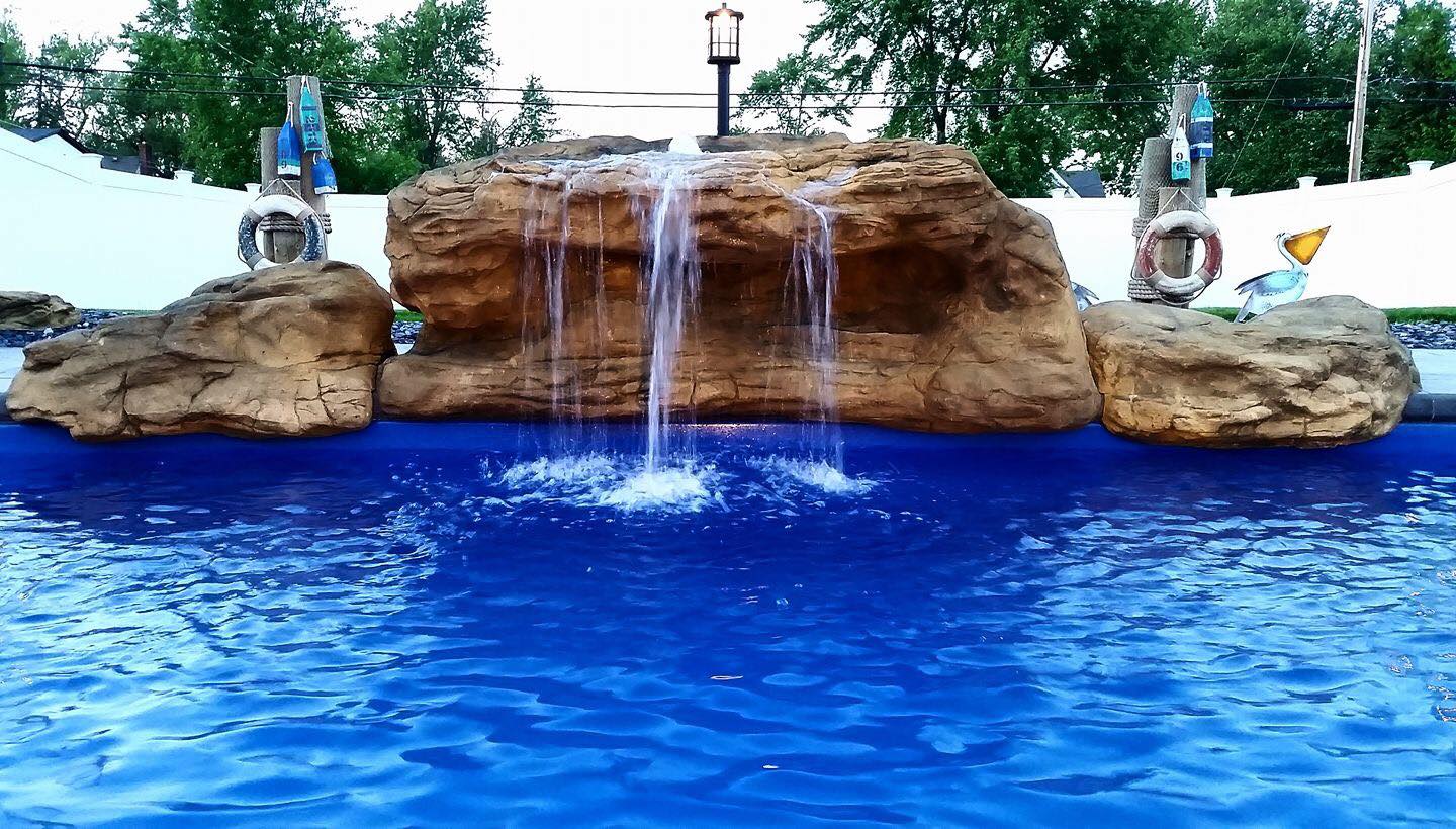 Photo of The Tahitian Waterfall - Complete Swimming Pool Waterfall Kit by Universal Rocks - Marquis Gardens