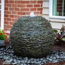 Photo of Aquascape Medium Stacked Slate Sphere Fountain Kit - Marquis Gardens