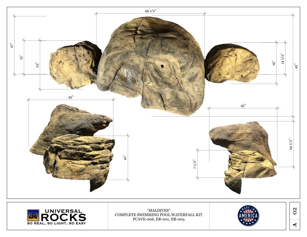 The Maldives - Complete Swimming Pool Waterfall Kit by Universal Rocks ...