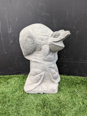 Dual Frog Natural Stone Statue